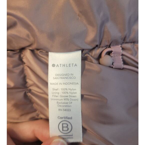 Athleta 800 Fill Down Puffer Vest Pink Women’s Small Removable Hood EUC - Picture 7 of 16